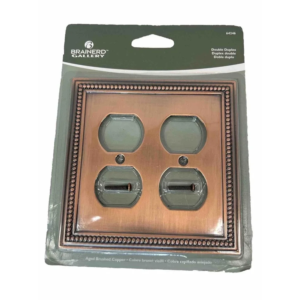 Brainerd Gallery Double Duplex Aged Brushed Copper Outlet Cover 64246